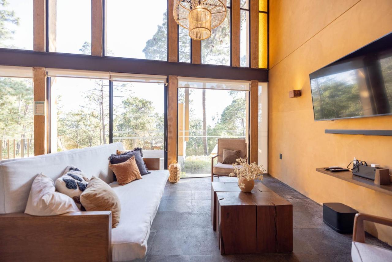 Cabana Lujo Con Alberca Climatizada Vistas Al Bosque De Мазамитла Экстерьер фото