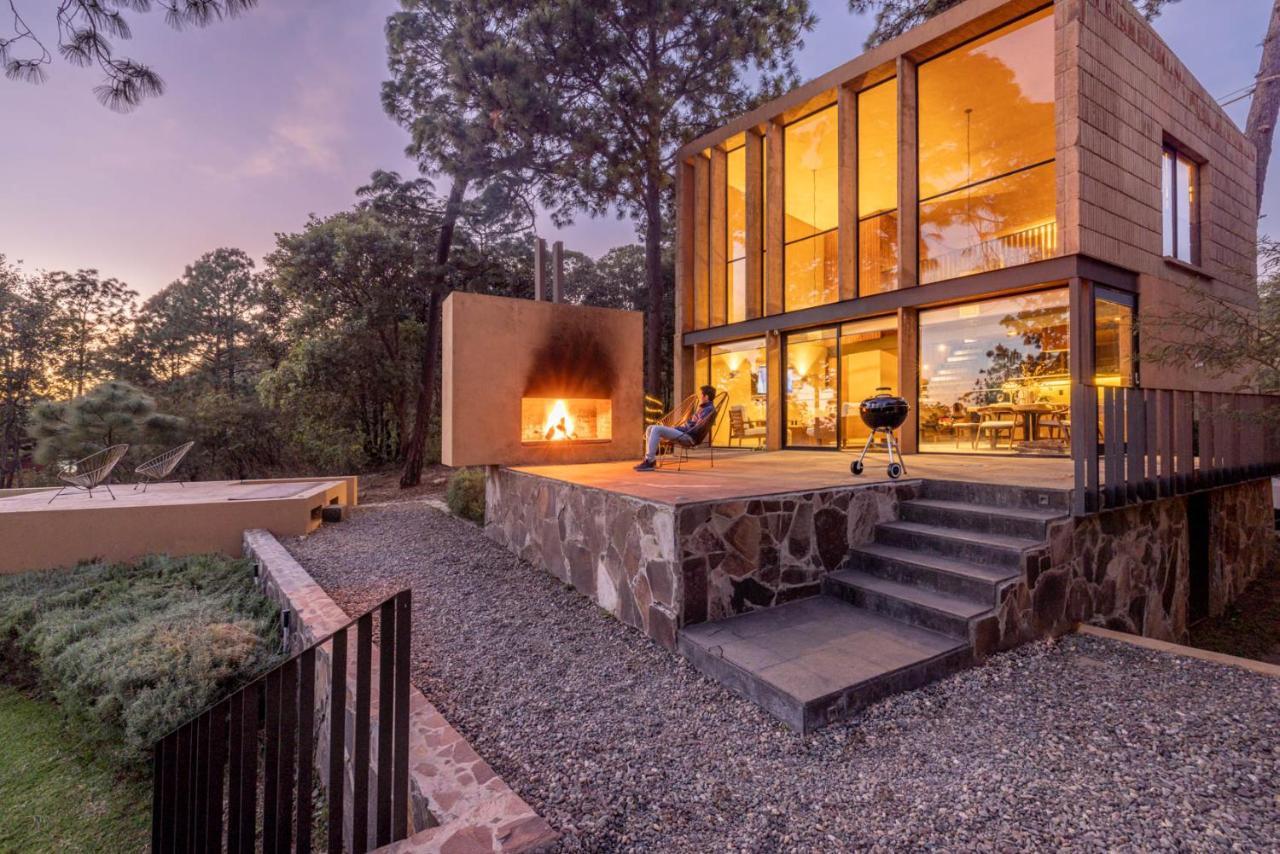 Cabana Lujo Con Alberca Climatizada Vistas Al Bosque De Мазамитла Экстерьер фото