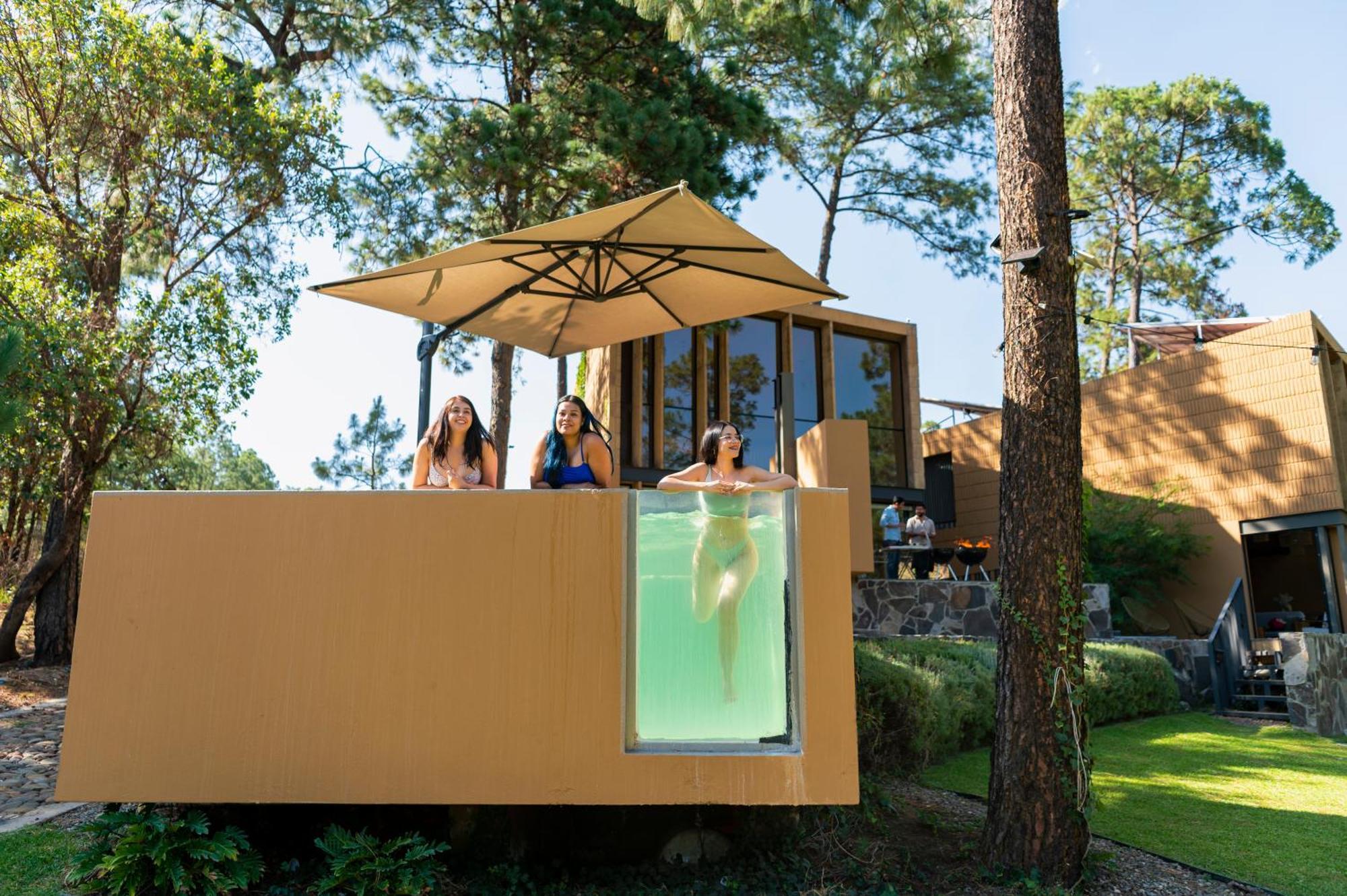 Cabana Lujo Con Alberca Climatizada Vistas Al Bosque De Мазамитла Экстерьер фото